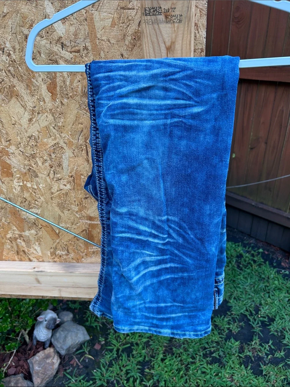 Affliction Blue Slim Straight Jeans with Embroidered Pocket Accents